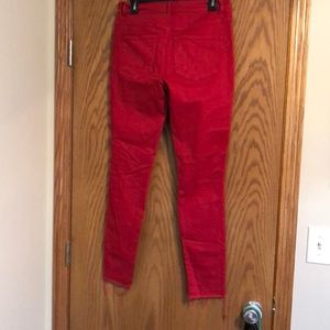 Red ripped jeans